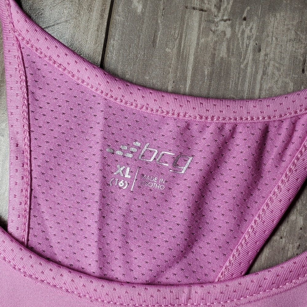 Nwt Bcg Training Tech Mesh Back Tank Top Girls Size Xl 16 Upf 50 Cyclamen — image 2 of 8